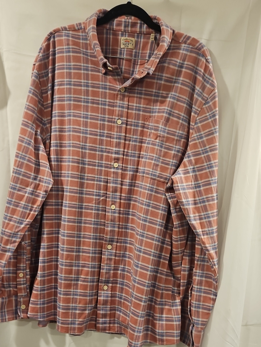 Faherty Rust Plaid Button-Down with Blue Accents